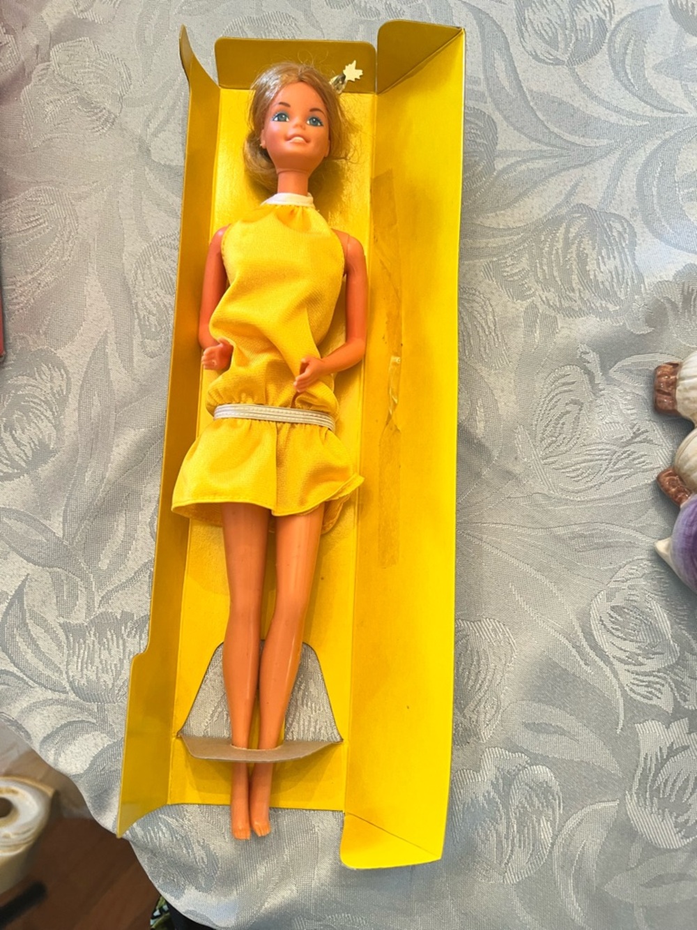 Yellow Vintage Fashion Doll in Bright Yellow Dress